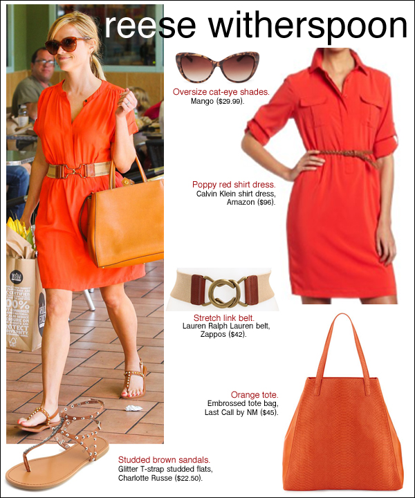 reese witherspoon style, reese witherspoon hair, reese witherspoon orange dress