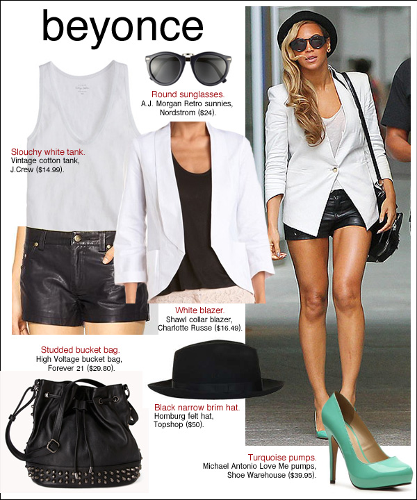 beyonce style, beyonce leather shorts, beyonce shoes